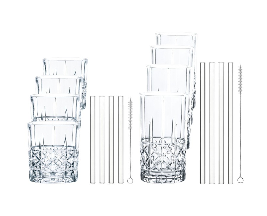 Cocktailglaser & Barware Spiegelau | Spiegelau Elegance Becher + Glastrinkhalme